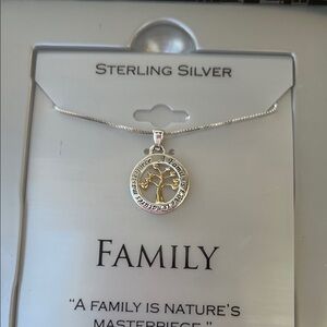 Sterling Silver Footnotes Brand “Family is Nature’s Masterpiece” Necklace w/ Box